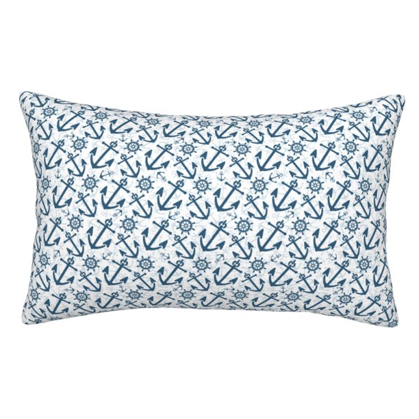 Fotbe Nautical Theme Anchors Funda de Almohada Decorativa Estilo Occidental, Lujo en Algodón, Fundas para Almohadas King, Cojín Estampado para Decoración del Hogar-14"x20"