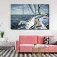thumbnail image 3 of TISHIRON 3PCS Framed Sailing Boat Canvas Wall Art Set,42"x28" Sailboat Sailing at Sea Horizon Canvas Art Decor, 3 of 7