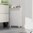 thumbnail image 2 of MASAKA B&W Movable Bathroom Storage Cabinet with 2 Drawers and Shelf, Toilet Paper Storage, Corner Shelves, Bathroom Furniture Sets, Side Storage Organizer Toilet, 2 of 7