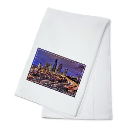 Seattle, Washington - Interstate into Downtown - Lantern Press Photography (100% Cotton Kitchen