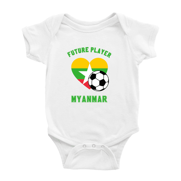 Future Soccer Player Myanmar Soccer Fan Cute Baby Clothes Unisex (White, 6-12 Months)