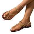 thumbnail image 5 of HTHLVMD Women's Gold Flip Flops, Strappy Flat Sandals, Women's Metallic Thong Flat Sandals - Strappy T-Strap Gladiator Sandals Dressy Gold Sandals for Party Wedding Evening, Gold 6.5, 5 of 9