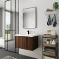 thumbnail image 2 of Hassch Modern 30" Floating Bathroom Vanity with Sink, Wood Wall Mounted Bathroom Vanity with Resin Basin, Walnut Hanging Vanity Bathroom Cabinet for Small Space, 2 of 9