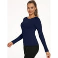 thumbnail image 5 of NELEUS Women's Stretch Thermal Fleece Shirts Long Sleeve Workout Tops Running Athletic Base Layer,Navy Blue,US Size M, 5 of 8