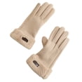 thumbnail image 5 of comerut 1 Pair Winter Warm Gloves Solid Color Fleece Lining Design Windproof Thick Thermal Touchscreen Gloves for Women, 5 of 8
