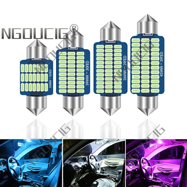 NGOUCIG Ultra Calidad Festoon 31mm Luz LED 28mm 36mm 39mm 41mm C5W C10W C3W Lectura Cúpula Interior Panel De Bombilla Lámpara Placa De Matrícula De Puerta Auto Motocicleta DC12V huangjie unisex