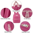 thumbnail image 4 of Classic Solid Color 17 Inch Backpack with Front Zipper Accessory Pocket, Dual Zipper Closure & Padded Shoulder Straps for Work, Office, Gym, Sports, Travel, Commute & Recreation in Pink, 4 of 7