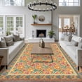 thumbnail image 3 of Large Area Rugs for Living Room Bedroom, Beige Red Floral Boho 6'x9' Rug Washable Carpet Runner Indoor Outdoor, Vintage Ethnic Tribe Abstract Art Non Slip Floor Mats Rug for Kitchen, Playroom, 3 of 8