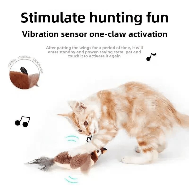 Popular Electric Chattering Bird Cat Toy Small Bird Sound Simulation Toy Cat Play Self-Hi Cat Teaser Play with cat