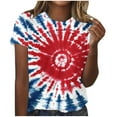 thumbnail image 2 of Jjayotai Tie Dye Shirts for Women, Short Sleeve Womens Tie Dye Shirts, American Flag Tie Dye T Shirts, Independence Day Patriotic T-Shirts, USA T-Shirt Red^2 XXL, 2 of 4