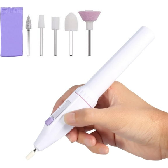 QD-Gotrays Electric Nail File, 5in1 Professional Electric File Drill Nail Art Polisher Grinder, Personal Manicure Pedicure Kit with 5Pcs Bits