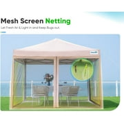 Quictent 8x8 Ez Pop up Canopy with Netting Screen House Room Tent Mesh Sides Walls with Roller Carry Bag Tan