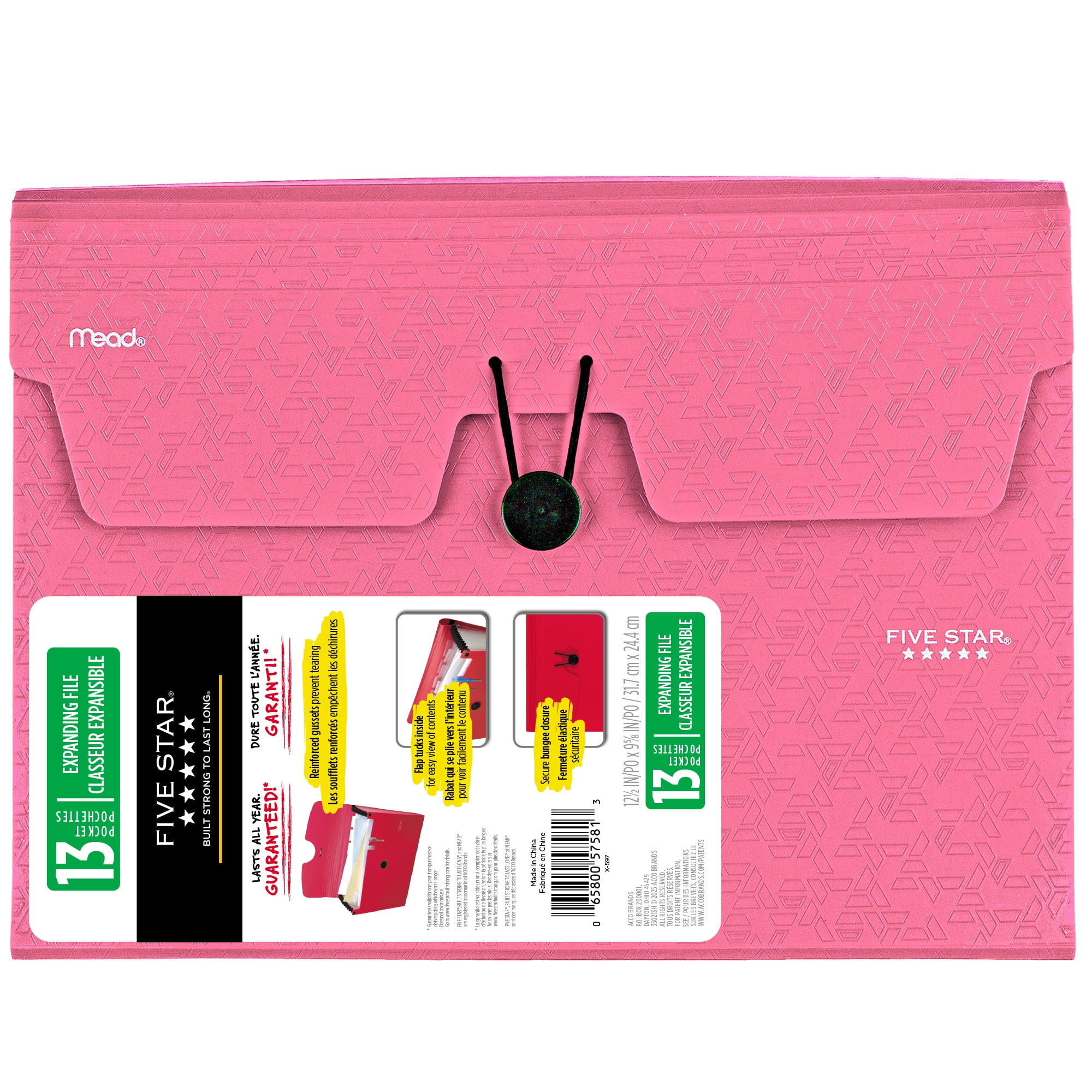 Five Star® 13Pkt Expanding File Pink