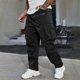 thumbnail image 5 of Pantalones largos para hombre, primavera y verano, color liso, bolsillos, color liso, cordón ajustable, ropa de trabajo, pantalones deportivos e informales, pantalones de poliéster para hombre., 5 of 9