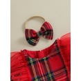 thumbnail image 5 of Wassery Kids Girls 2 Piece Christmas Outfits 6M 12M 18M 24M 3T 4T Toddler Baby Girls Plaid Print Long Sleeve Tulle Princess Dress Headband Little Girls Christmas Party Clothes, 5 of 8