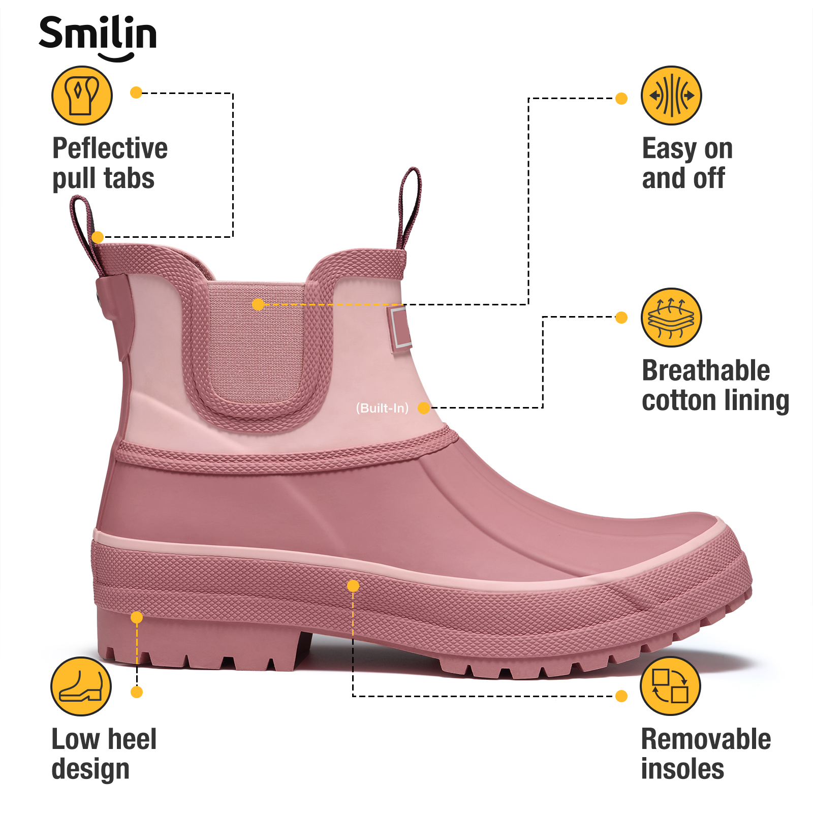 SMILIN Women's Wide Round Toe Rubber Garden Boots photo 4
