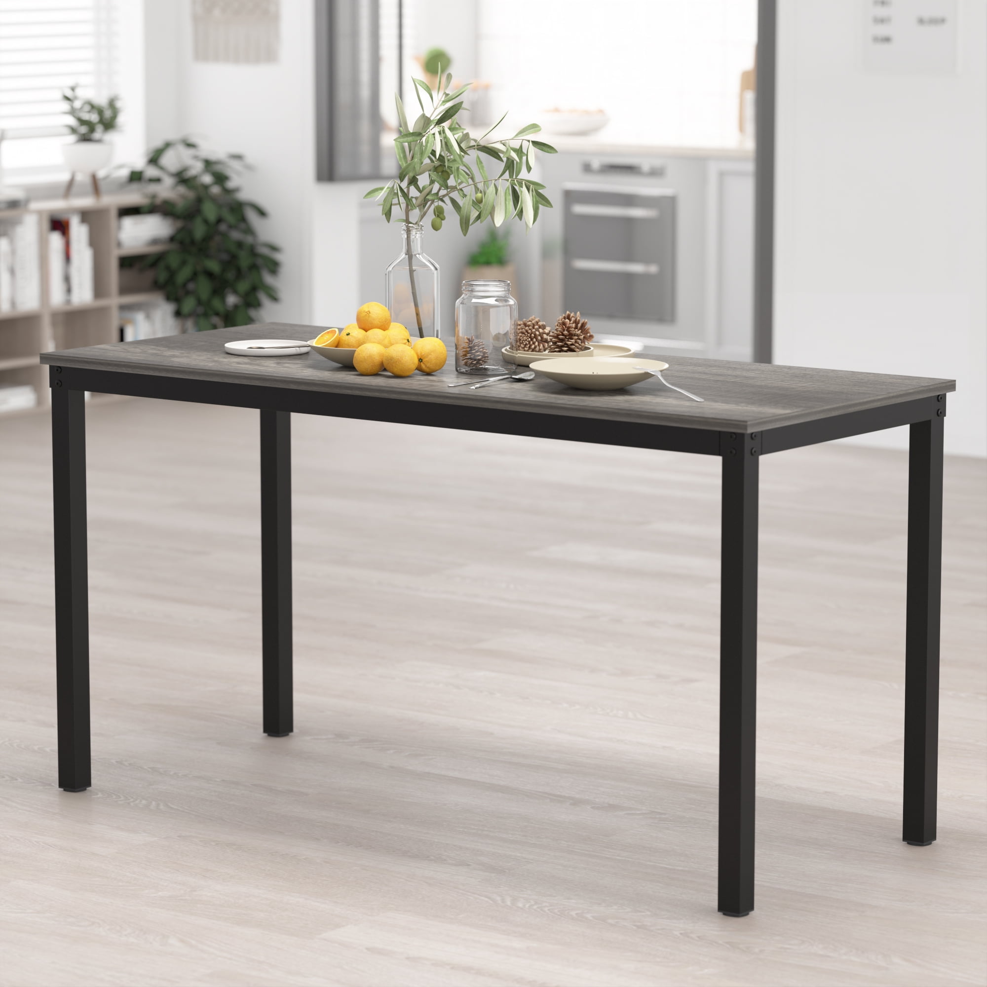 GEZEN Home Dining Table 55" Wood and Metal Kitchen Table, Oak