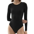 thumbnail image 4 of KDFJPTH Womens Crew Neck Long Sleeve Bodysuit Comfortable Against The Skin Tops Body Suits Women Clothing Long Sleeve Thong Body Suit, 4 of 5