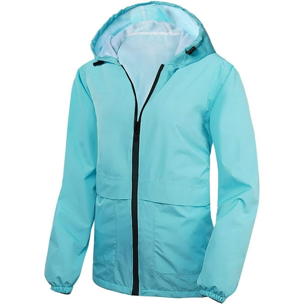 SaphiRose Rain Jacket Women Waterproof Raincoat Packable Hooded Windbreaker