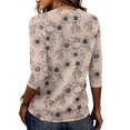 thumbnail image 6 of Domzest Womens Half Sleeve Tops Crew Neck Boho Floral Print Shirt Loose Fit Lightweight Dressy Casual Tunic Tops Yellow XL, 6 of 6