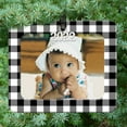 thumbnail image 2 of Expressly Yours! 2022 Picture Frame Christmas Ornament with Non-Glare Photo Protector, Horizontal Black & White Plaid, 2 of 6