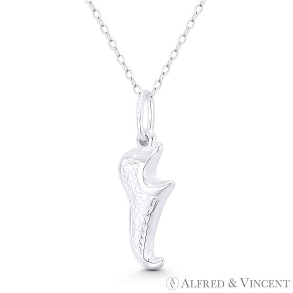 Poulaine Shoe 3D Medieval European Charm 28x10mm (1.1x0.4in) Pendant in .925 Sterling Silver