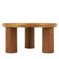 thumbnail image 6 of DecMode 32" x 16" Brown Wood Handmade Round Coffee Table with Black Tabletop, 1-Piece, 6 of 9