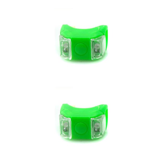 Toystoory Luz de bicicleta Linterna a prueba de agua Alto brillo Resistente al desgaste Lámpara de luz de flash de 2 LED para manillar Asientos Cascos Verde 2piezas Toystoory CBP007383