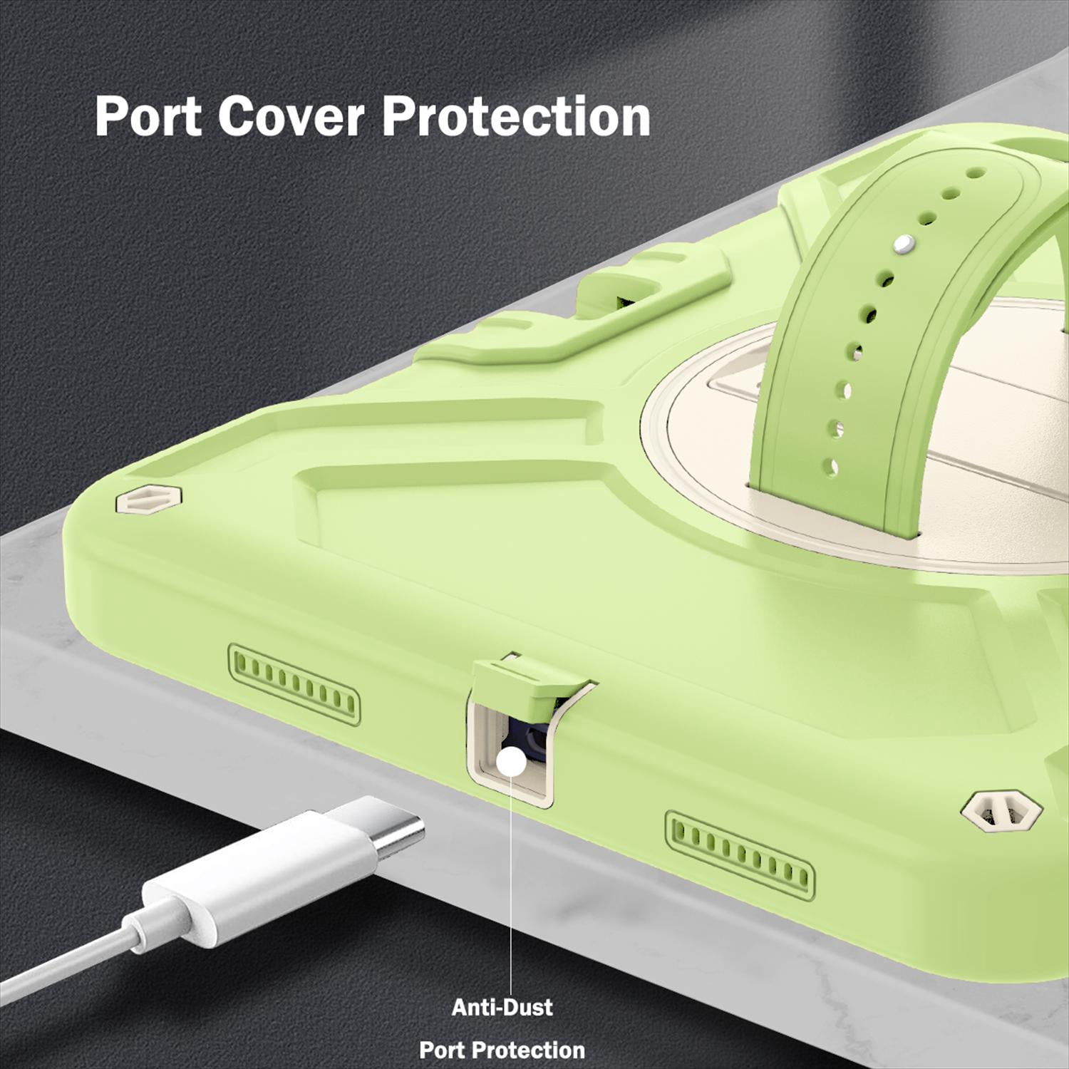 Case for iPad 11th Generation 2025 11-inch/10th Generation 2022 10.9-inch, Heavy Duty Military Grade Shockproof Rugged Protective Cover with Built-in Stand/Pencil Holder Shoulder Strap, Green White
