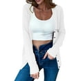 thumbnail image 4 of Miluxas Women's V Neck Long Sleeve Button Down Sweater Cardigan Soft Knit Top White S(S), 4 of 5