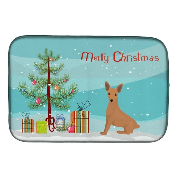 Miniature Pinscher Christmas Tree Dish Drying Mat