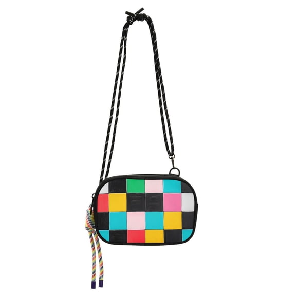 FORMRS Mini Crossbody Bag for Women Adjustable Shoulder Rope Travel Casual Phone Purse, Blue Checkered Pattern