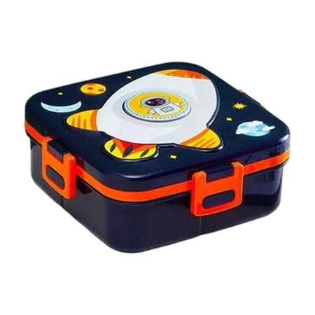 Fareti Microwave Safe Cute Lunch Box with Sauce Cup and Utensils Food Grade Plastic Bento Container for Office Leak Proof