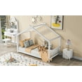thumbnail image 3 of imerelez Twin Size House Platform Bed with Headboard and Footboard,Roof Design,White, 3 of 9
