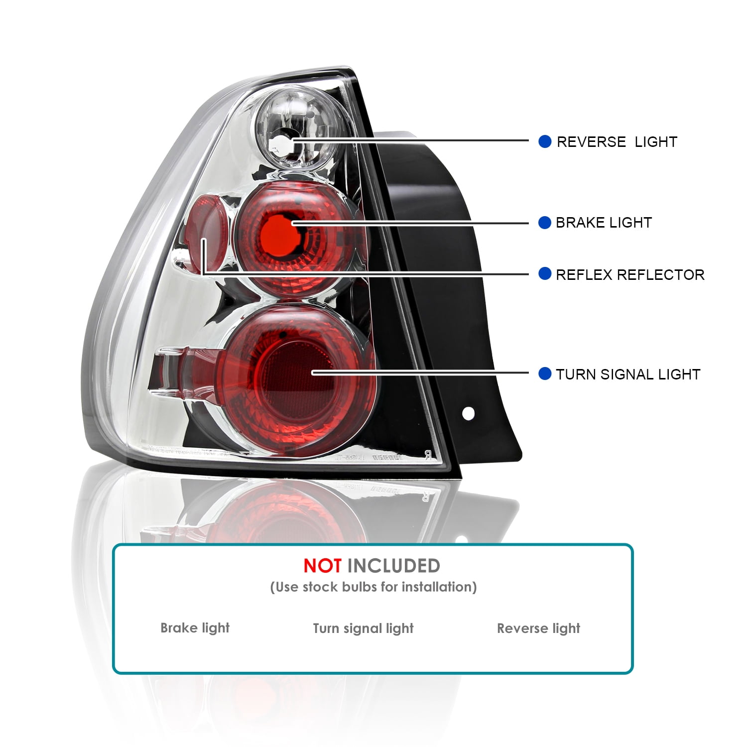 Spec-D Tuning Chrome Housing Clear Lens Tail Lights Compatible with 2004-2007 Chevy Malibu All Models Except Maxx, Left + Right Pair Assembly