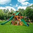 thumbnail image 3 of Gorilla Playsets Great Skye II Wooden Swing Set with 2 Green Vinyl Canopies, 3 Slides, and Built-in Picnic Table, 3 of 12