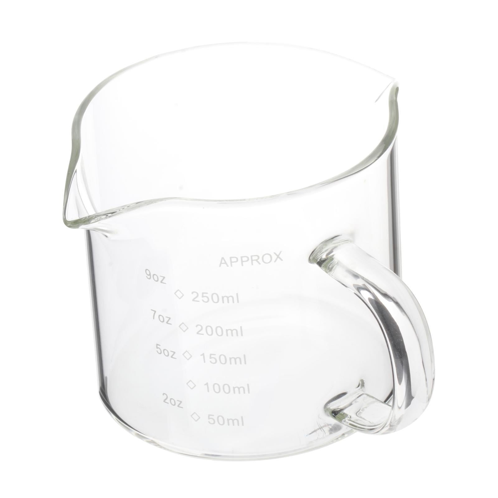 TISHITA 4x Espresso Glasses Coffee Measuring Cup, Mini Measuring Cup Double Spouts Milk Cup, Clear Glass Pitcher for Fruit Juice 250ml,