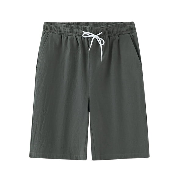 successthop Big and Tall Shorts for Men Elastic Waist Shorts Drawstring Bottoms Breathable Casual Clothes with Pockets L