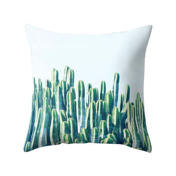 Home With Succulent Leaves And Pillowcases, Green Flower Leaves, Car Cushion Covers