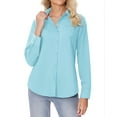 thumbnail image 6 of Siliteelon Button Down Shirts for Women Long Sleeve Wrinkle Free Dress Shirts Work Office Blouse Tops with Pocket Mint Green, 6 of 8
