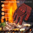 thumbnail image 4 of Guantes BBQ de 1 par, resistentes al calor hasta 1472°F, antideslizantes para asar a la parrilla, con bolsa de almacenamiento [Patrón de barras, Rojo], 4 of 6