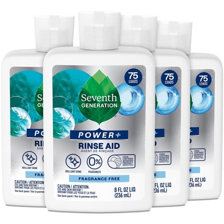 Seventh Generation Power  Rinse Aid 4-Pack, Fragrance Free, 8 Fl Oz Ea
