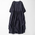 thumbnail image 5 of Dazajoo Batwing Sleeve Lounge Dress for Women Cotton Linen Round Neck Dresses Summer Lightweight Flowy Dress,Blue,XXL, 5 of 10
