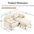 thumbnail image 2 of 74" L-Shaped Oversized Chenille Modular Sectional Loveseat Sofa with 1 Ottoman, High-Density Foam Cushions, Tufted Pleated Cushion Backrest, 2-Seater Couch with 2 Pillow, for Living Room, Beige, 2 of 7