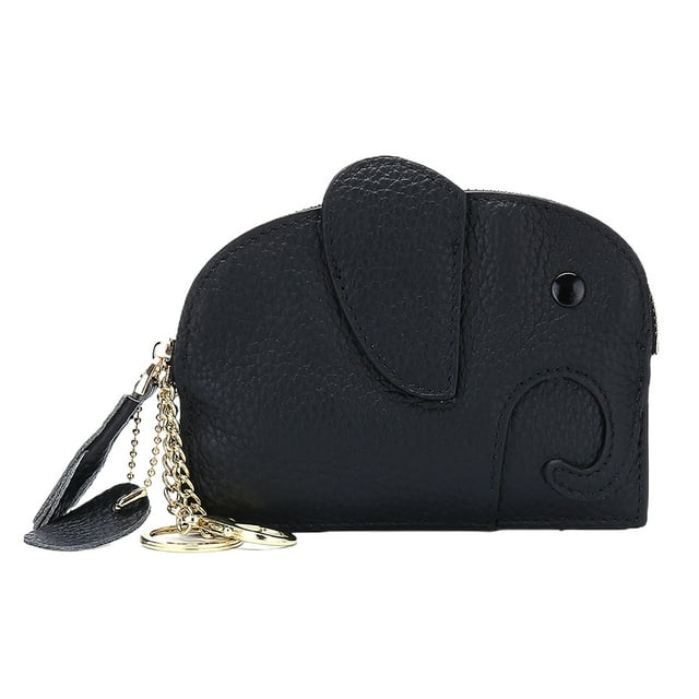 Flmtop Femme Dessin Animé Éléphant Créatif Pochette de Rangement pour Pièces Sac à Main Porte-Cartes Porte-Argent