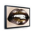 thumbnail image 3 of Designart 'Gold Black Lips Biting' Modern Framed Canvas Wall Art Print, 3 of 5