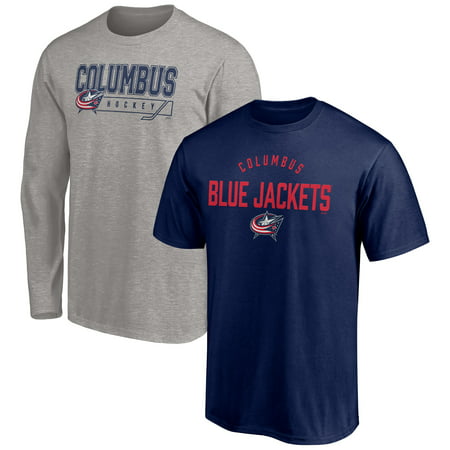 Men’s Fanatics Branded Navy/Heathered Gray Columbus Blue Jackets 2-Pack T-Shirt Combo Set