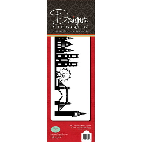 London Detailed Skyline Cake Stencil Side C1001 by Designer Stencils