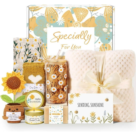 Cestas de regalo Wazocol, kit de cuidado personal para mujer, con manta y vela