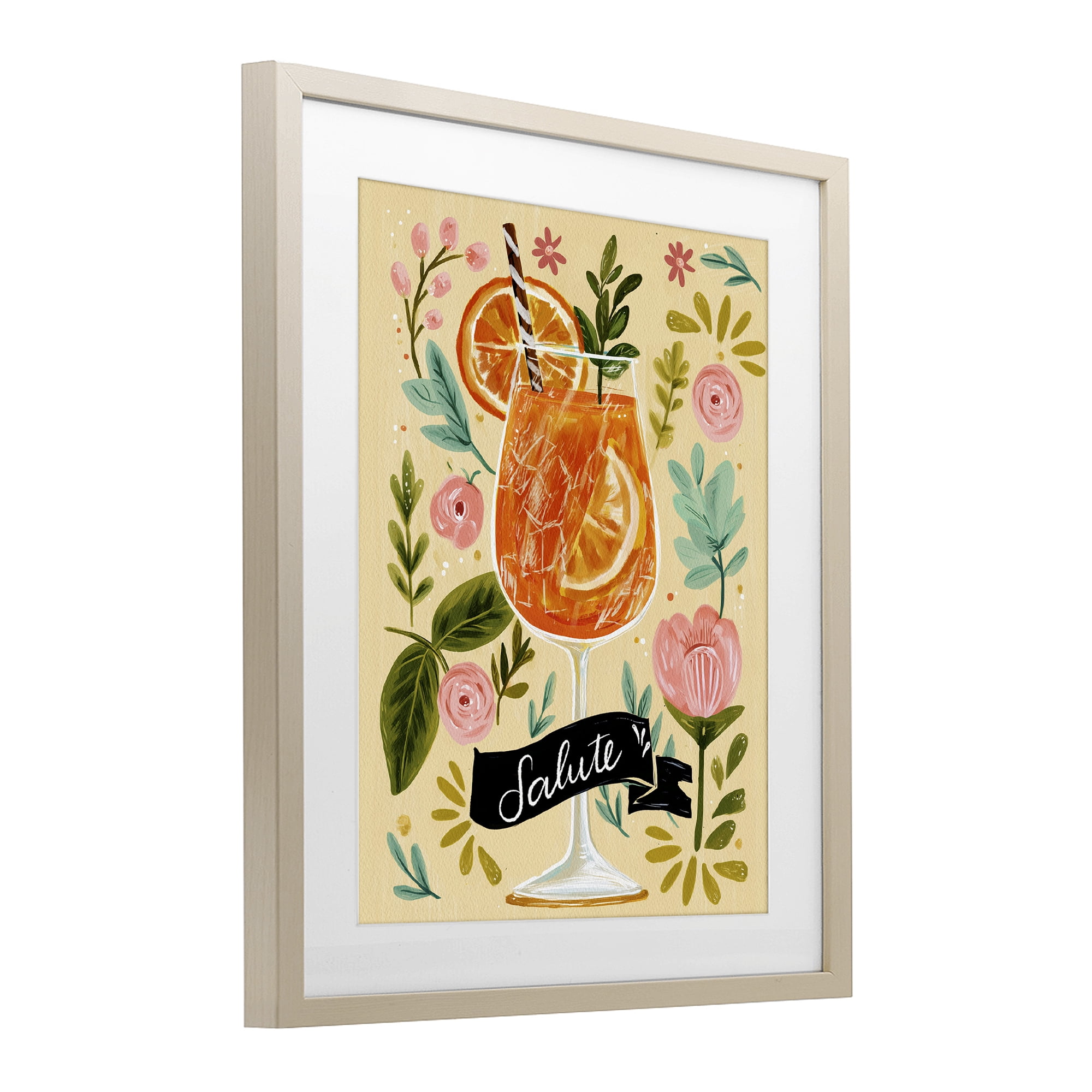 Stupell Industries Salute Citrus Cocktail Birch Framed Print Under Glass, design by Yen